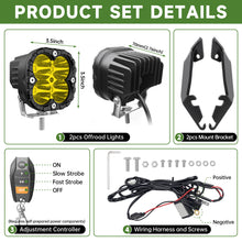 Load image into Gallery viewer, 3.5 Inch Offroad Lights for 2010-2024 Toyota 4Runner 2PCS LED Pod Lights Off Road Driving Lights with Wiring Harness and Mount Bracket for 4 Runner SUV Exterior Accessories(3.5" Amber Beam)