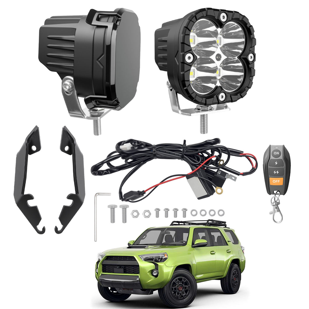 3.5 Inch Offroad Lights for 2010-2024 Toyota 4Runner 2PCS LED Pod Lights Off Road Driving Lights with Wiring Harness and Mount Bracket for 4 Runner SUV Exterior Accessories(3.5