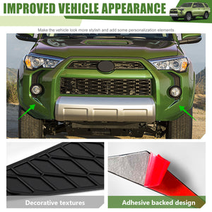 Front Fog Light Decals for 2014-2024 Toyota 4Runner Accessories Front Bumper Grill Trim Covers Stickers for 4 Runner Exterior Accessories Black 2PCS