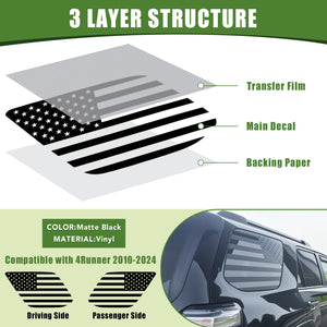 Rear Window Decals for 2010-2024 Toyota 4Runner US Flag Sticker